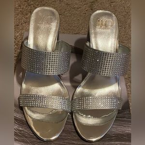 Jennifer Lopez Silver Brita Rhinestone Sandals
